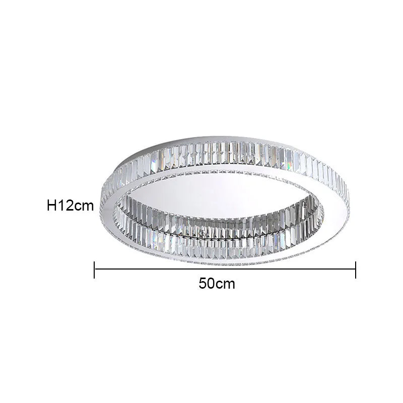 Modern Simple Crystal Circle Lamp Ceiling Chandelier Living Room Bedroom Study Decorative Led Indoor Lighting