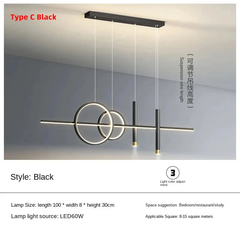 Modern Dining Room LED Pendant Light with Remote Control Dimmable Dining Table Hanging Lamp 90-260v Home Decor Chandelier Lights