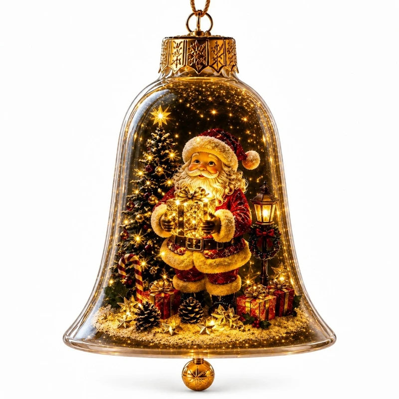 Glowing Bell Christmas Decorations 2026 Snow Globe Ornament Xmas Tree Santa Snowman Christmas 2026 Decoration Navidad Pendant