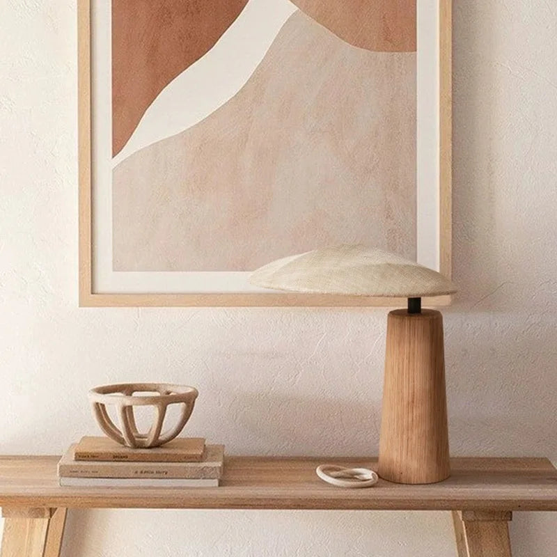 Solid Wood Bedroom Bedside Lamp Japanese Wooden Fabric Floor Light Home Decoration Desk Light Wabi Sabi Mood Light for Home Decr