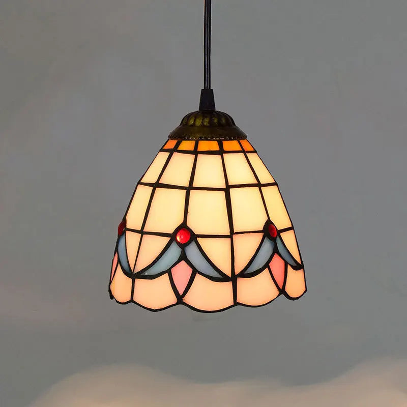 Colorful Mediterranean Style Bohemia Lamp Stained Glass Shade Mosaic Pendant Light for dining room bar lighting