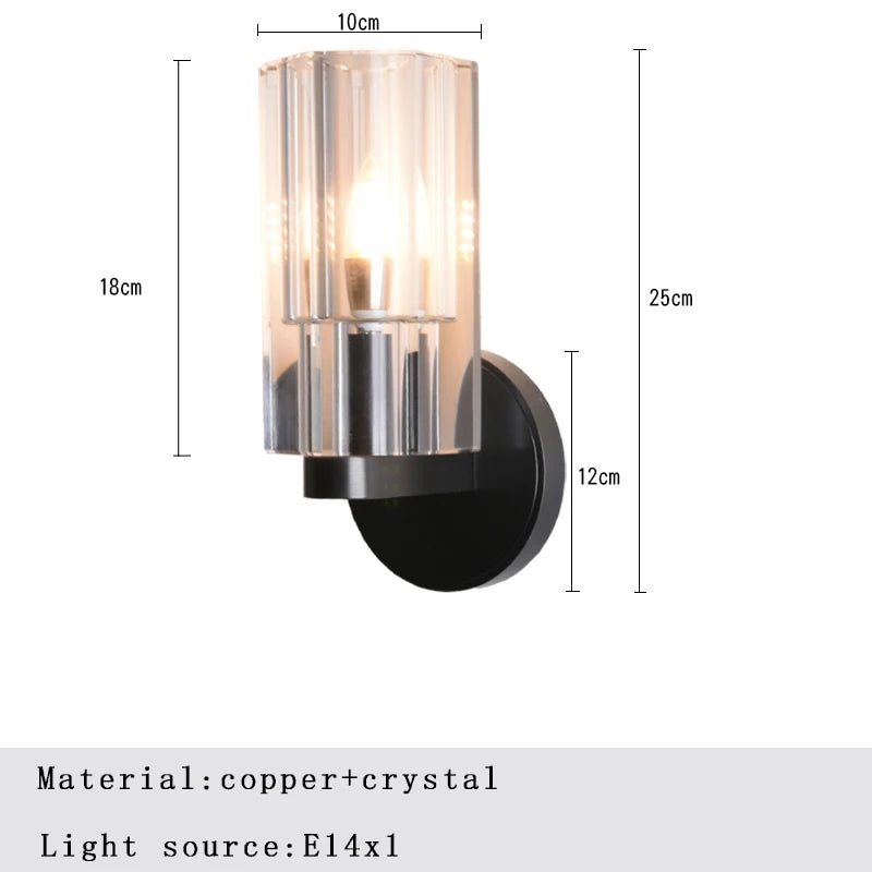 2025 Wall Lamps Bronze Copper Thick Crystal Sconce Lights Decoration Living Room Bedside Aisle Entryway Lighting Black Chrome