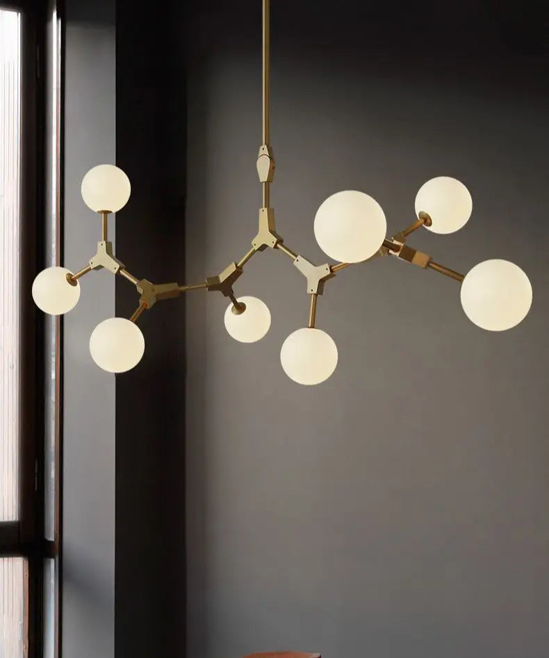 Nordic creative Glass ball chandelier Modern minimalist dining table Bar LED hanging lamp living room molecular pendant lamps