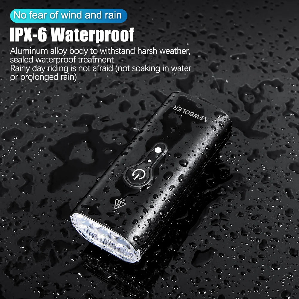 10000mAh Smart Bicycle Front Light (10,000 LM, USB-C) - Waterproof High-Lumen Headlight for MTB & Road Cycling