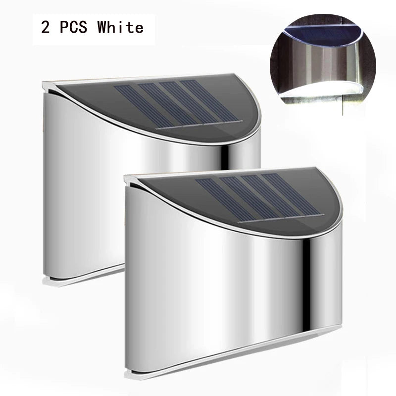 Stainless Steel Solar Wall Lights (2-Pack) - IP65 Waterproof Outdoor LED Deck, Fence & Step Lamp for Garden, Yard & Pathway Decor