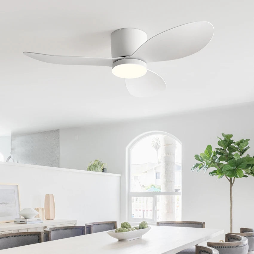 36/42 Inch Modern Ceiling Fan w/Light, 6-Speed DC Motor, Remote, Ultra Quiet, 3-Color Dimmable 18W for Bedroom/Living Room
