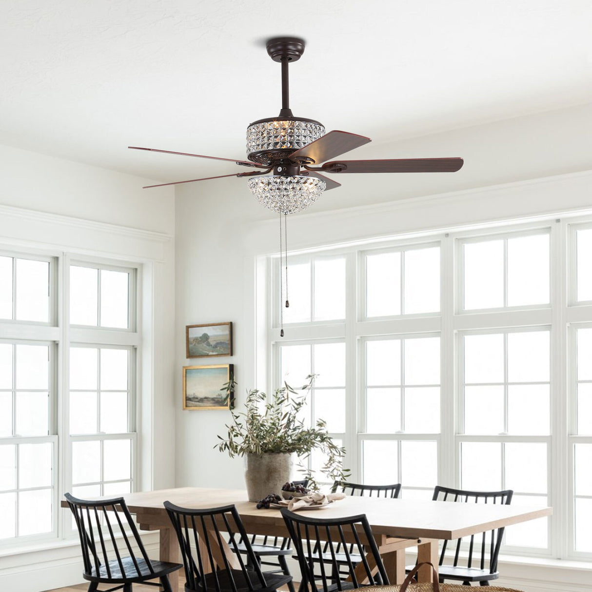 52 Inch 5 Blade Ceiling Fan with and Light Kit Included For Home Application Summer Cooling Fan Save Energy