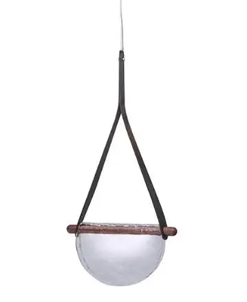 Nordic Leather Handmade Glass LED Lights Creative Belt Design Pendant Lamp for Bedroom Restaurant Designer Model Room Decor