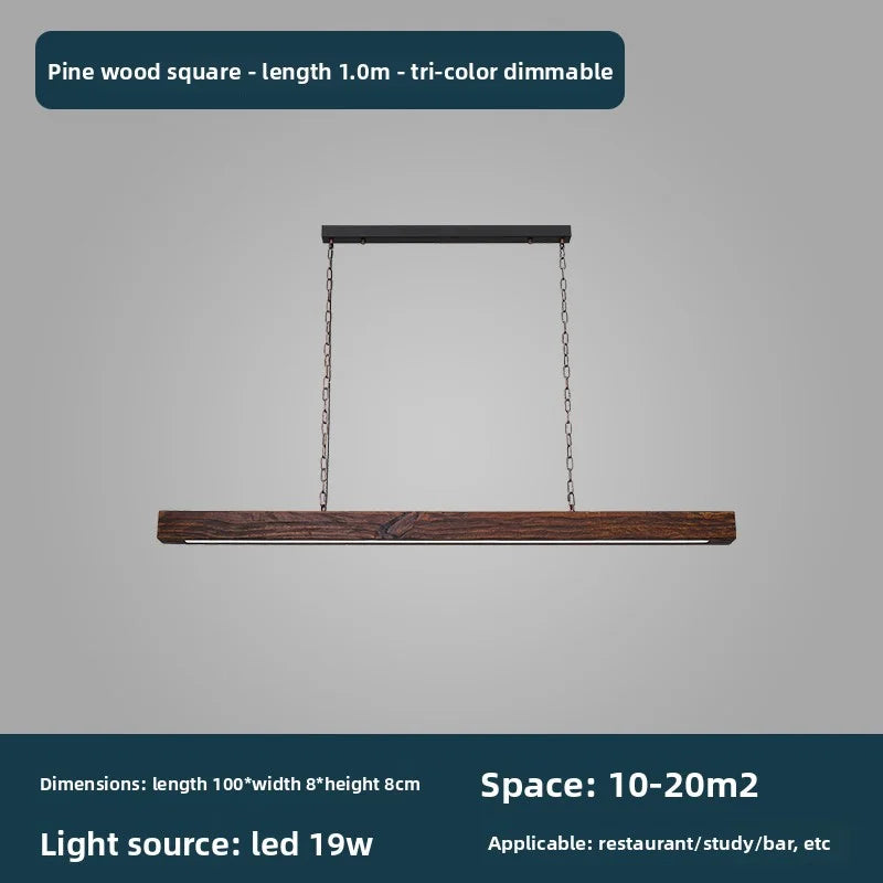 New Solid Wood Chandelier For Modern Minimalist Dining Bar Single-Line Chandelier For Tea Room Wooden Long Chandelier For Lounge