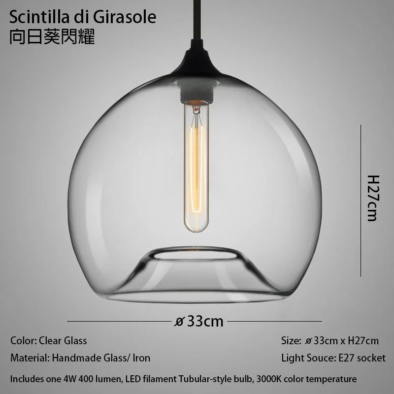 Caren Lighting handmade Glass Modern Nordic hanging loft Glass Pendant Light decor Lights Fixtures led filament dinningroom Lamp