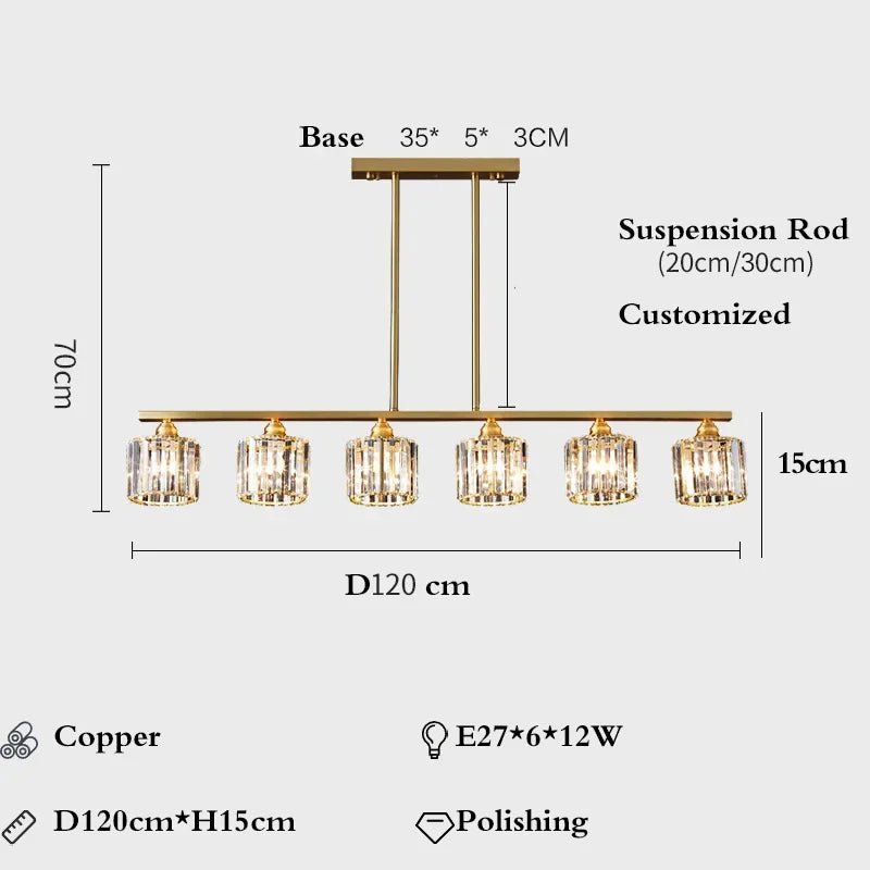 Modern Nordic Retro Luxurious Gold LED Pendant Chandelier Living Room Bedroom Home Decor Hanging Lights Lighting Fixtures Luster's