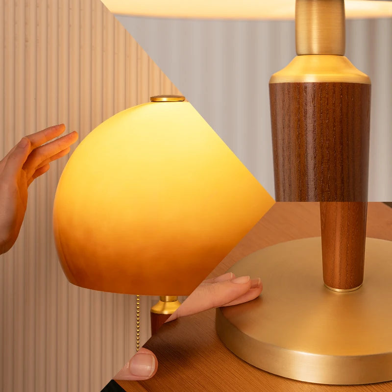 Sunset Mushroom Bed Lamp Bedroom High End Feeling Antique Glass Atmosphere Simple Modern Desk Lamp Small Desk Lamp
