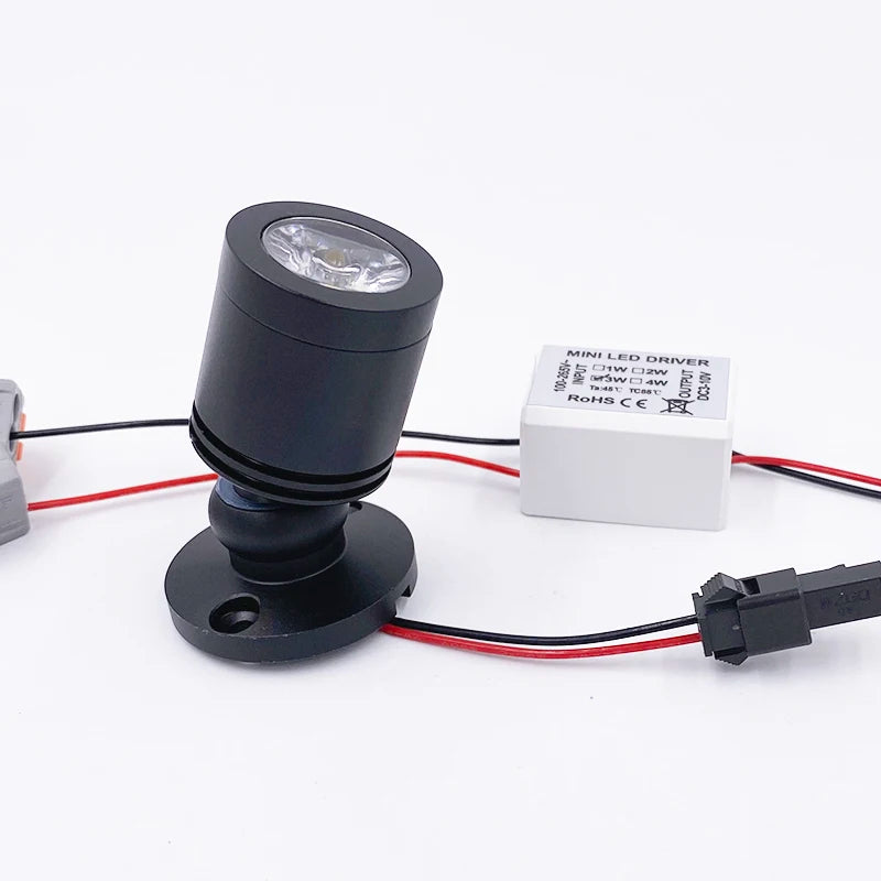 Mini LED Spotlights Ceiling Down Light 110V 220V DC12V 24V Surface Mounted Spots Cabinet Counter Jewelry Showcase Adjusta 1W 3W