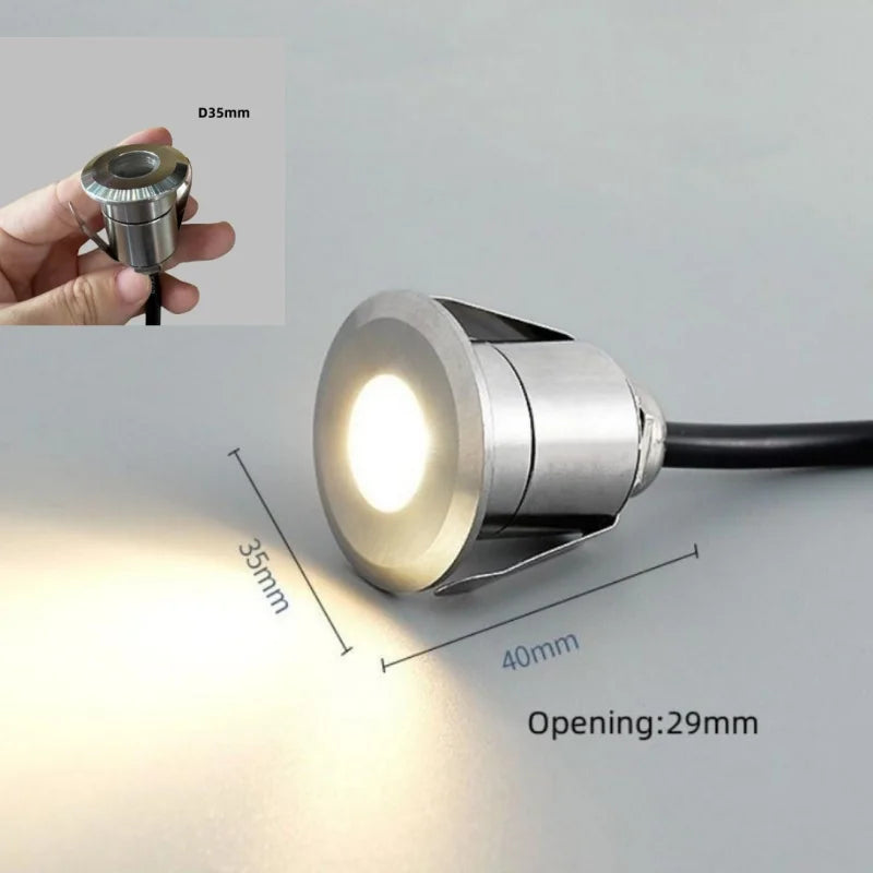 DC12V 24V LED Mini Underwater Light IP68 Waterproof Underground Lamp Spotlight Stainless Steel for Pool Stair Step Pathway Deck
