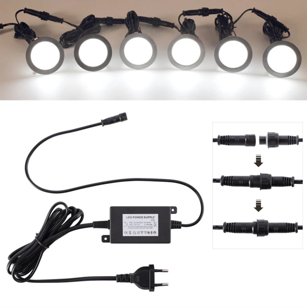 LED Deck Lights 12V Dimmable Underground Lamp | Recessed Outdoor Stair Lighting | IP67 Waterproof Garden Lights