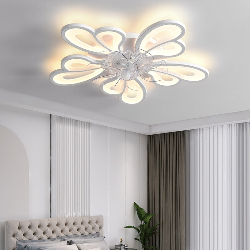 Modern LED Ceiling Fan With Light for Bedroom Living room Acrylic Home Decor LED Fan Lamp Modern Ceiling lights with Fans