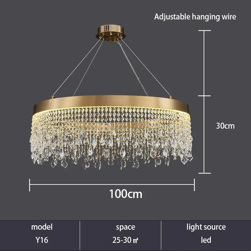 2025 Modern Circular Luxury Crystal Pendant Light Classical Round Chandelier Lighting For Dining Room Living Room Hotel