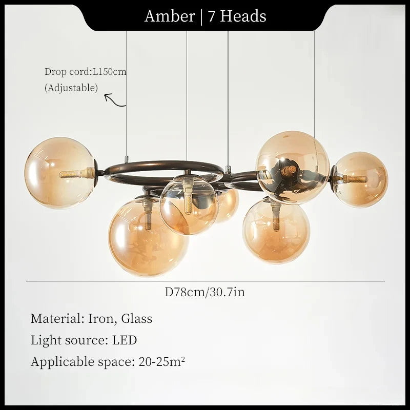 Postmodern Nordic Designer Creative Pendant Lights Art Living Room Bedroom Restaurant Magic Beans Multi-color Glass Chandelier