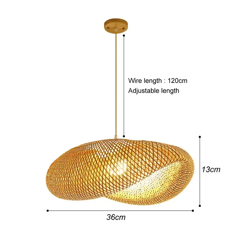 2025 Newest Bamboo Pendant Lamps Ceiling Lights Rattan Wicker Lustre Hand Knit Braiding Suspended Home Dining Braided Decor Hot