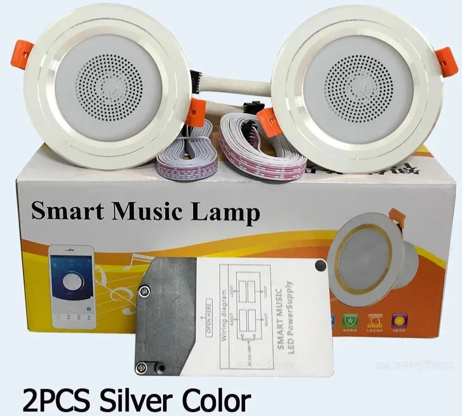 LED Smart Music Lamp Intelligent Background Music Light Ceiling Speakers With Adjusted Lights Smart Bluetooth Downlight Speaker