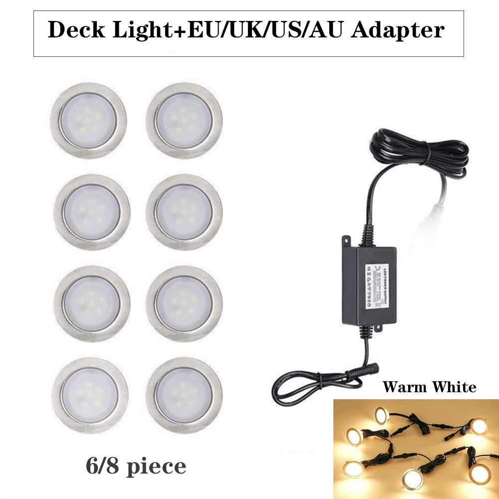 LED Deck Lights 12V Dimmable Underground Lamp | Recessed Outdoor Stair Lighting | IP67 Waterproof Garden Lights