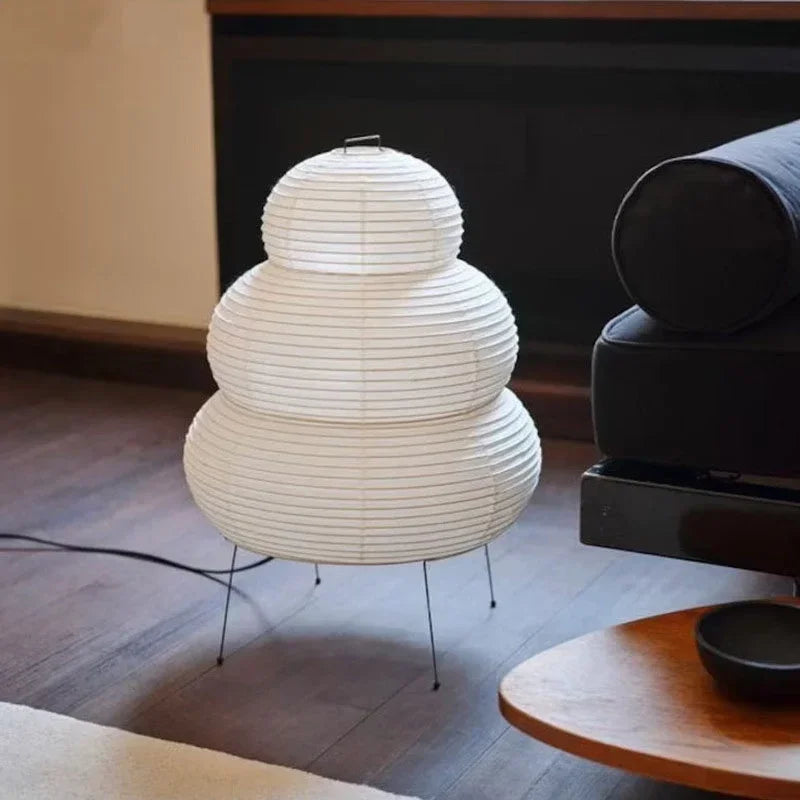 Japanese Design Akari Noguchi Table Lamp - White Rice Paper Desk Light