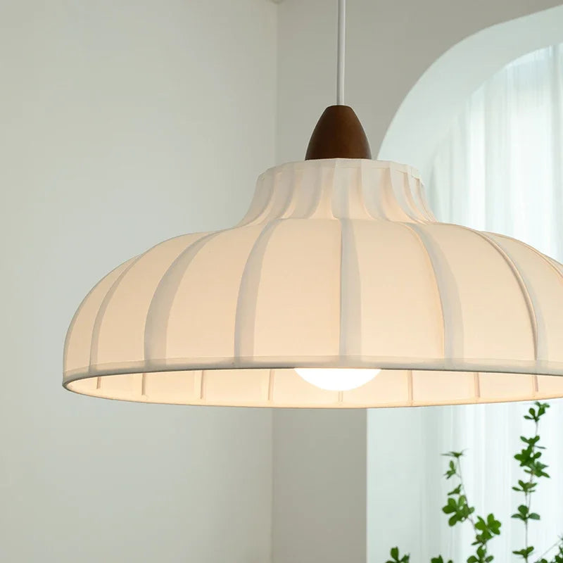 Japanese Style Fabric Pendant Light Chandelier - Minimalist Cloth Hanging Ceiling Lamp Fixture for Dining Table, Restaurant, Shop & Apartment Living Room