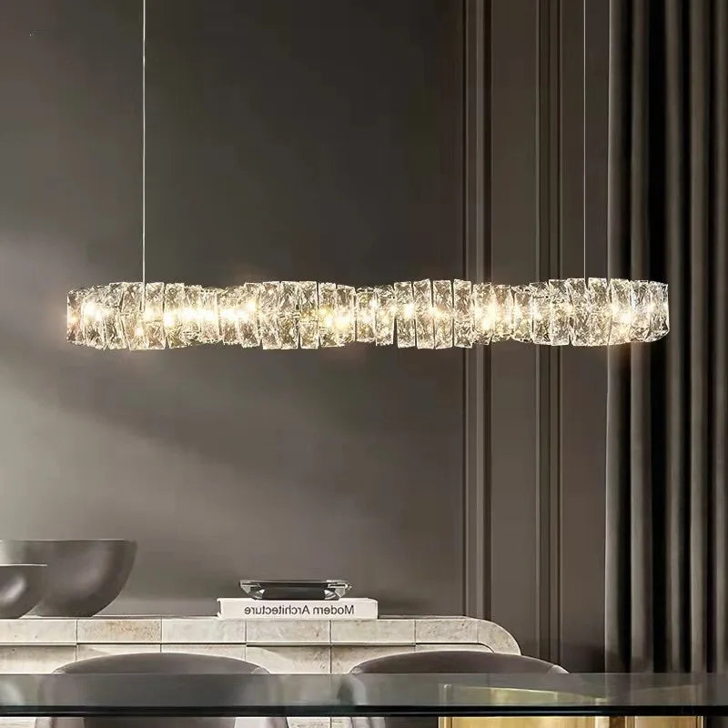 Modern Luxury K9 Crystal Led Dimmable Pendant Lights Living Dining Room Ring Hanging Lamp Lustre Led Suspend Lamp Decor Fixture