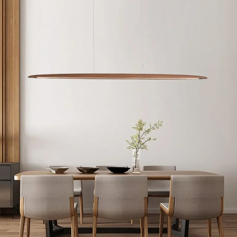 Modern Wooden Linear Pendant Light - Nordic LED Kitchen Island Hanging Lamp