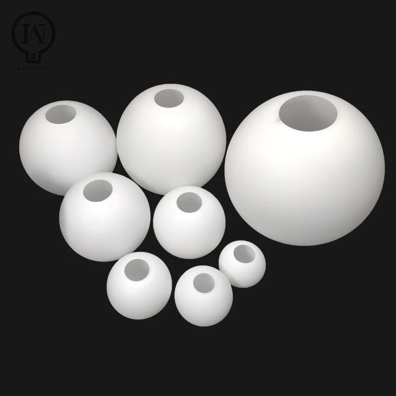 Milky White Glass Globe Lampshade Replacement (10cm–25cm) - Round Light Cover for Pendant & Table Lamps