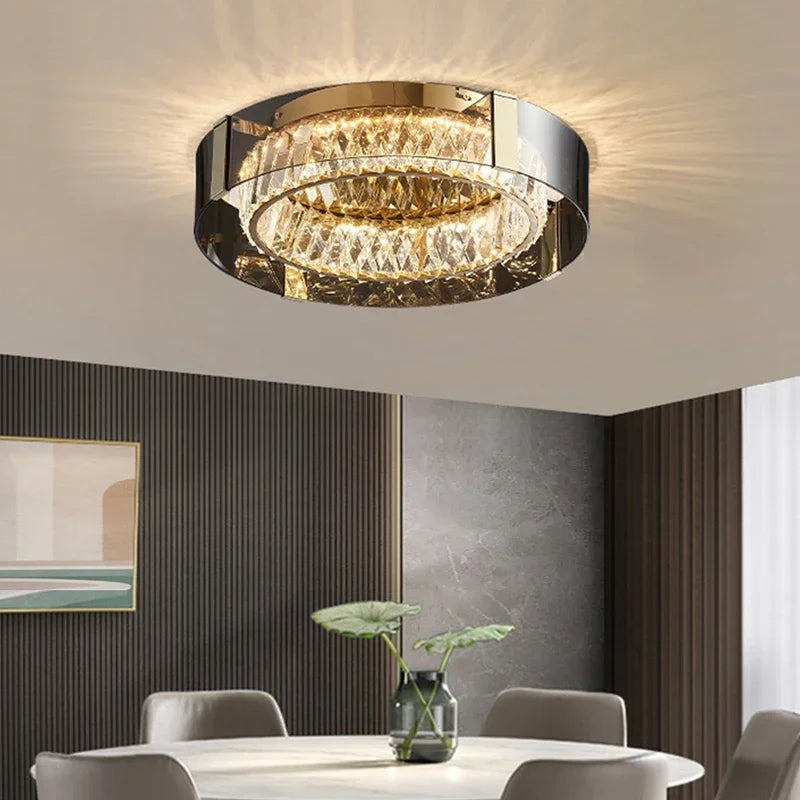 2026 Modern LED Crystal Chandelier - Dimmable Luxury Ceiling Light for Bedroom