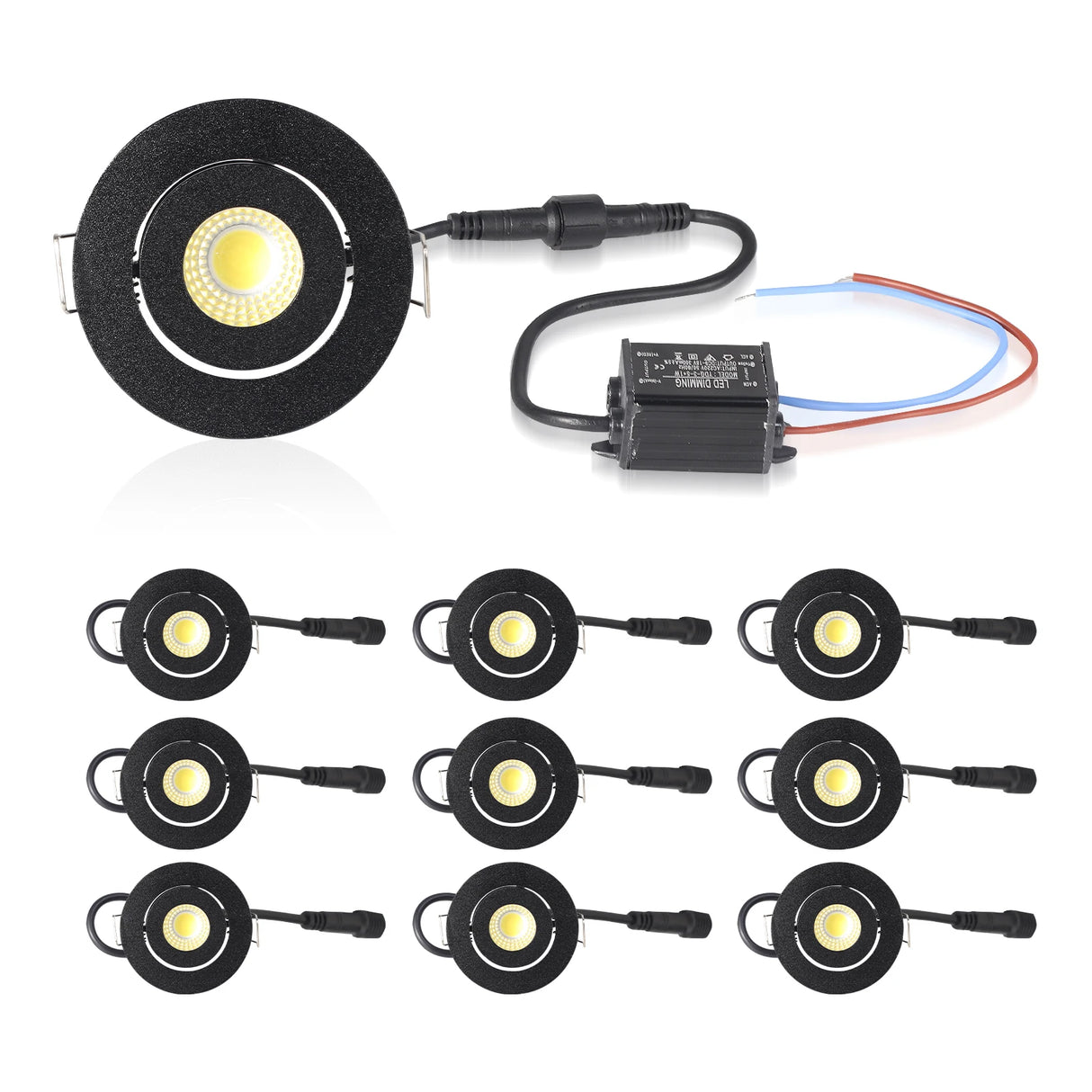 10pcs 3W IP65 Recessed Light Mini Led Downlight Water Proof Dimmable Spotlight Room Decor 52mm Built Ceiling Spot Circular Lamp