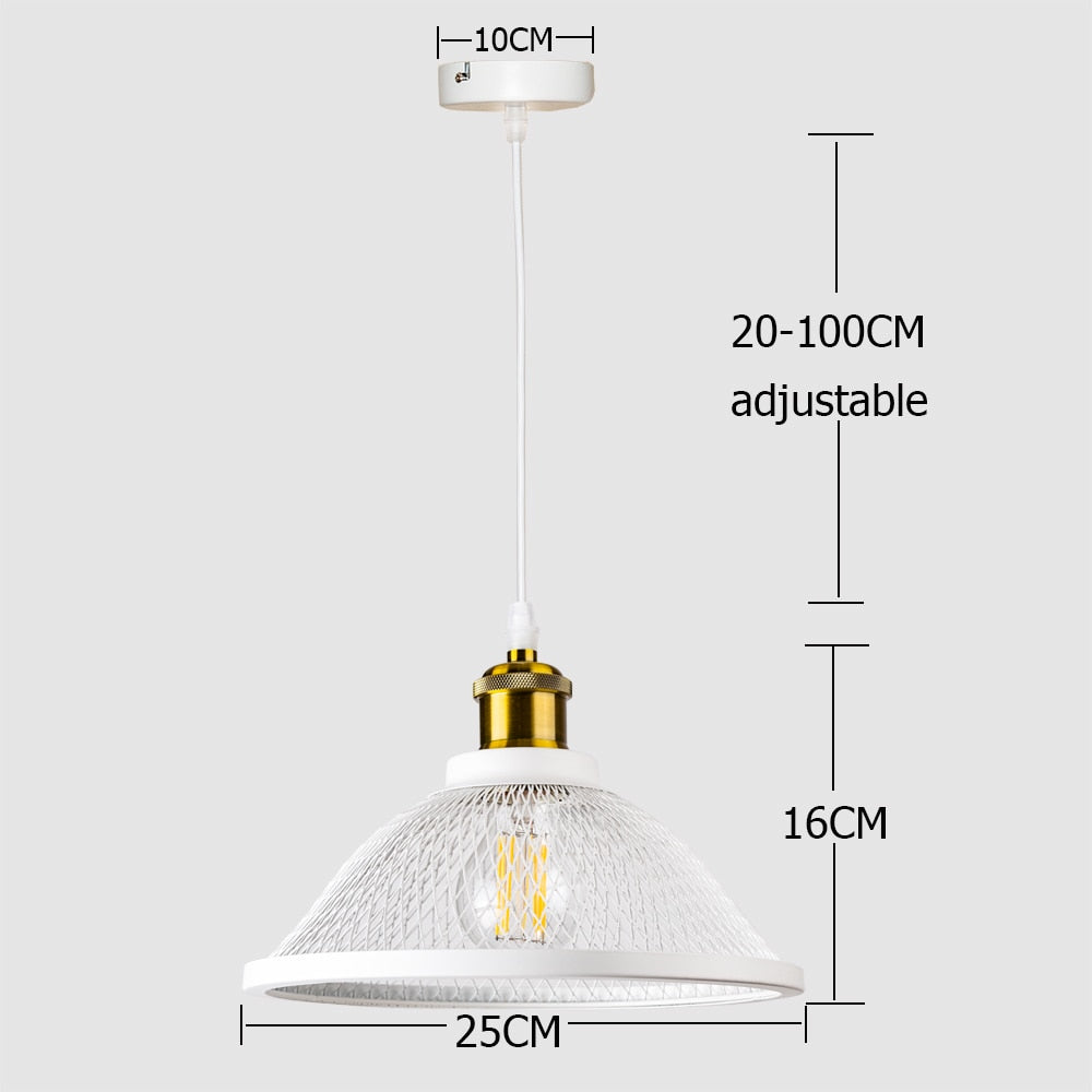 Vintage Retro Black Iron Net-Cage Kitchen Pendant Light E27 LED Hang lamp Fixture For Bedroom Living Room Restaurant