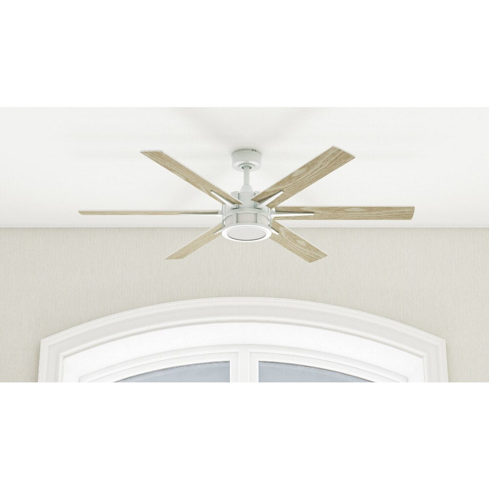 56" Kaliza Bright White Remote Control Ceiling Fan, 6 Blades Ceiling Fans with Led Light Chandelier Fan Home Appliance