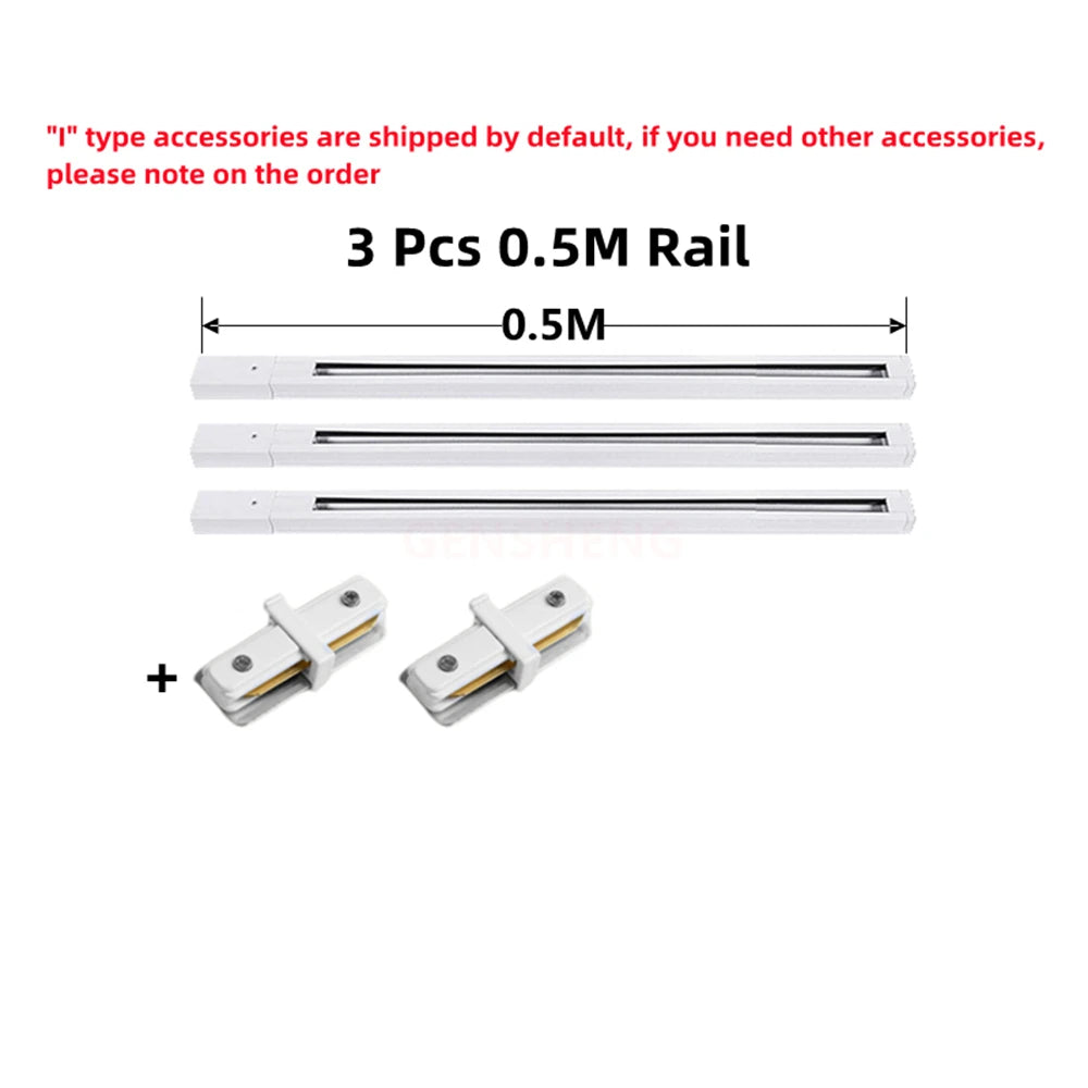 LED Track Light Rail 0.5M 1M Black White Aluminum 2 Wire System Track Light Series Universal Track for Ceiling Spot Lamps