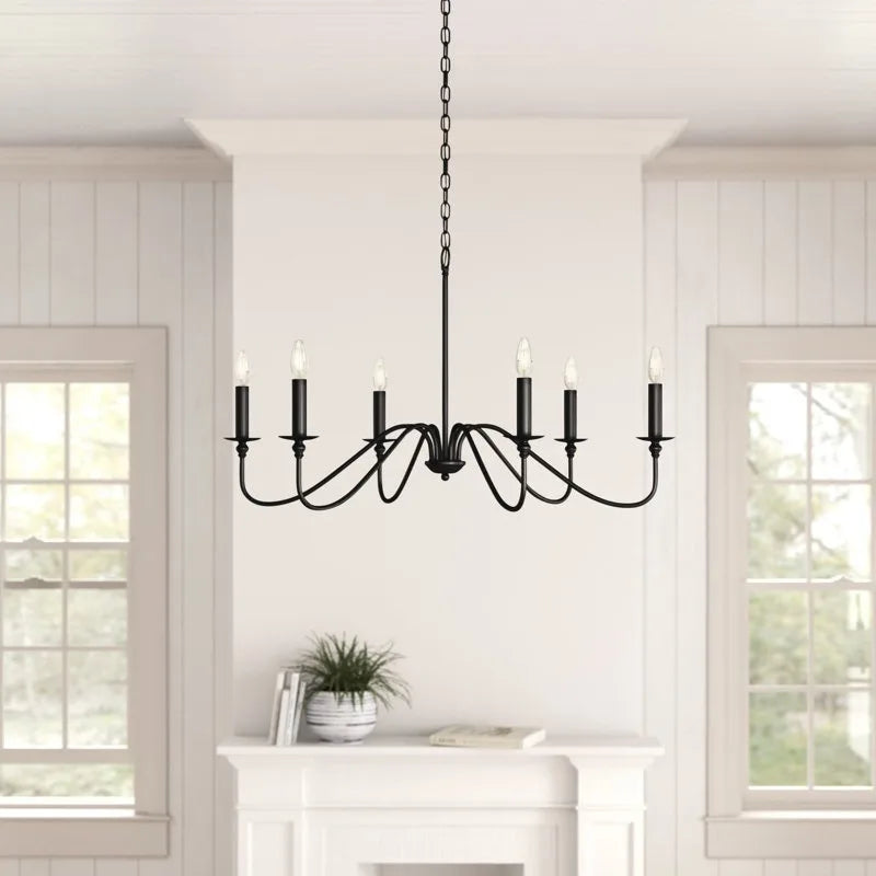 Retro Loft Living Room Chandelier - Vintage American E14 Black & Gold Light