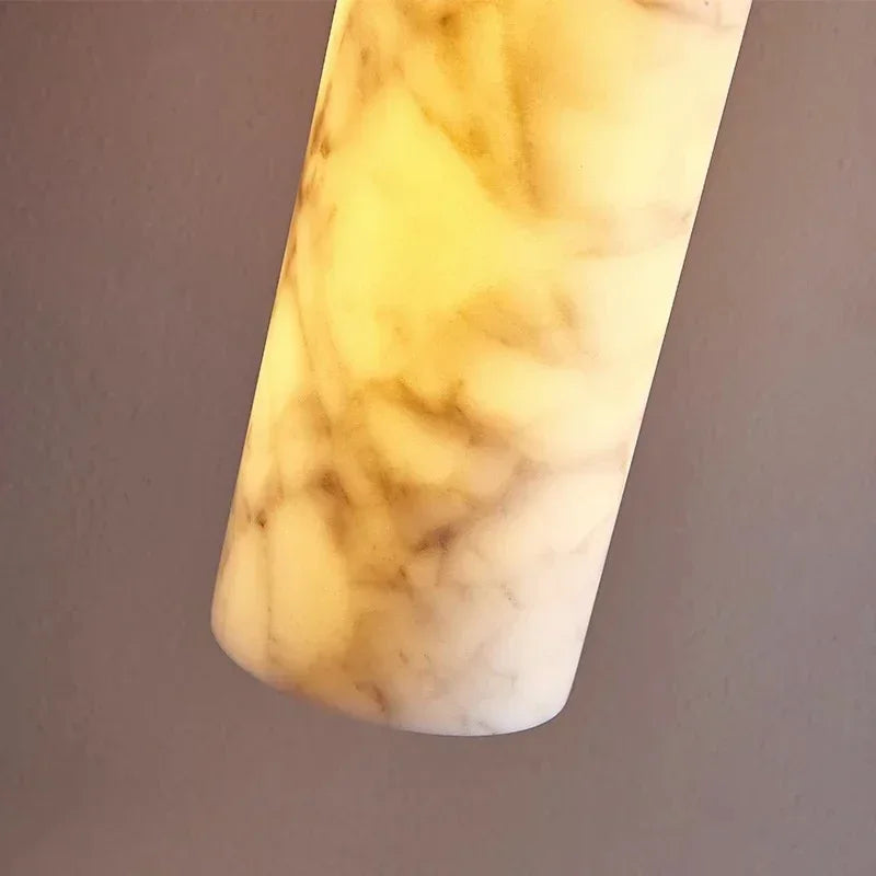 Spanish Marble Pendant Light Luxury Natural Veins Stone Copper Suspension Luminaire for Dining Kitchen Bar Bedside Hanging Lamp