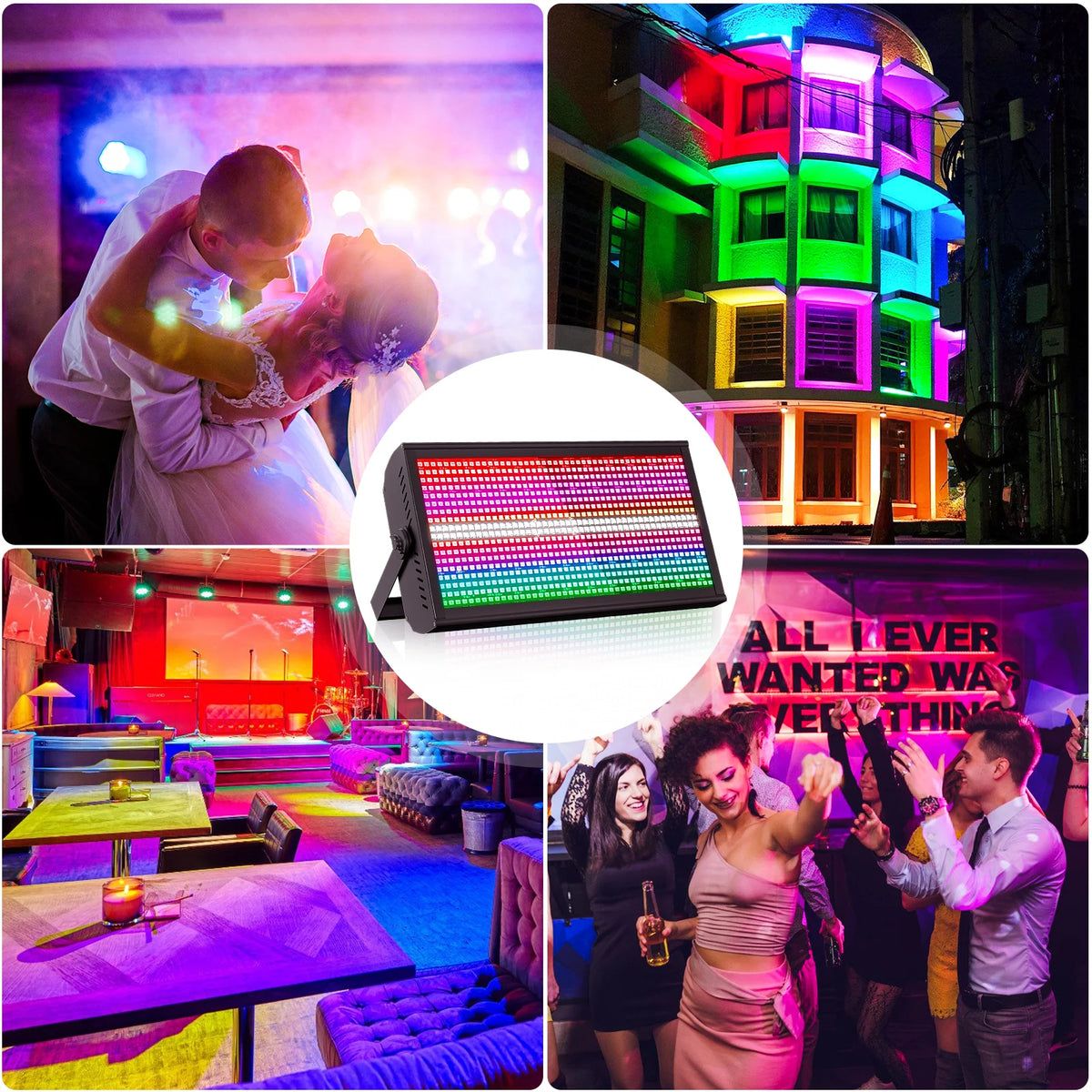 4-Pack 200W LED RGBW Strobe Lights (48+8 Segment, DMX512) - High-Output Stage Wash Uplight Fixtures for DJ, Disco, Wedding, Bar & KTV