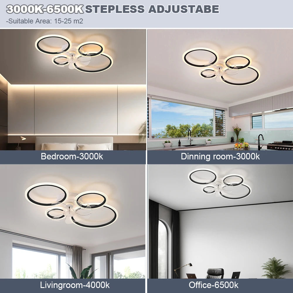 Modern LED Ceiling Fan with Light - Low Noise Chandelier for Bedroom & Kitchen