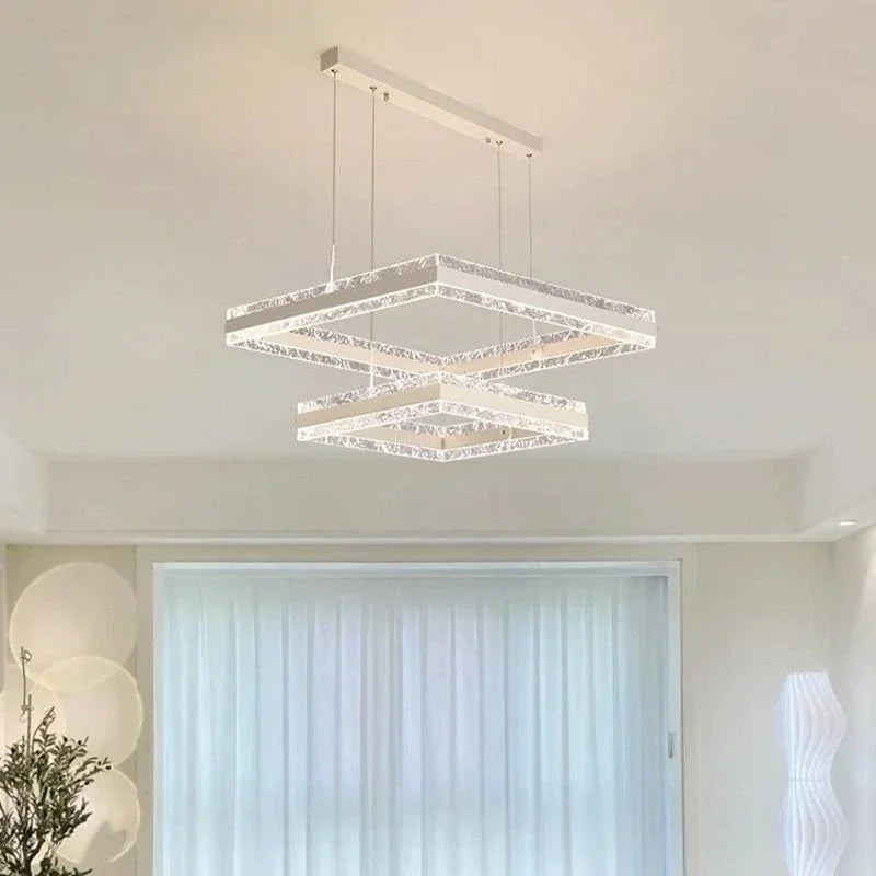 Nordic Geometric Glass LED Chandelier - Modern Pendant Lamp for Living Room