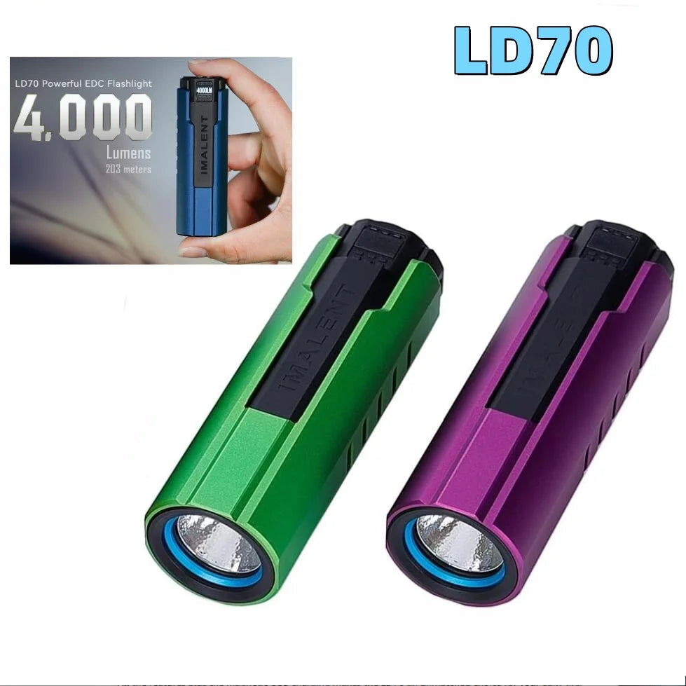 LD70 EDC Pocket Flashlight Compact Powerful Torch 4000 Lumens LED Handlight Rechargeable Super Bright Lantern