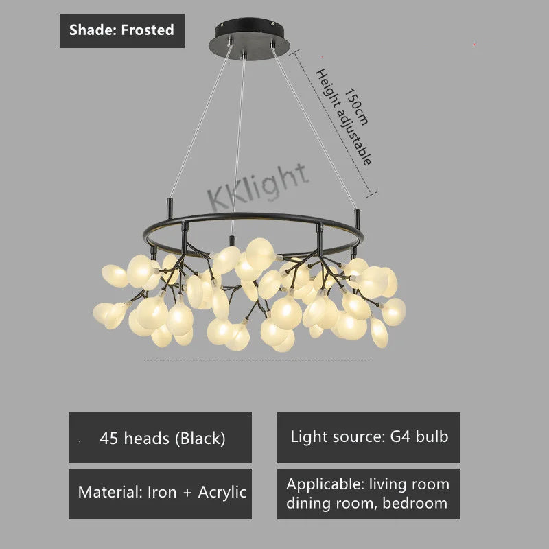 New Nordic Modern Firefly Chandelier Light Living Room Led Lamp Round Pendant Lamp Decor Ceiling Chandelies Hanging Lighting