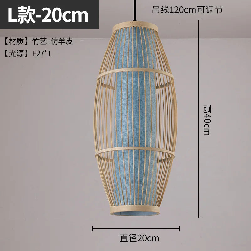 Chinese Bamboo Weaving Bamboo Chandelier Zen Tea Room Hot Pot Restaurant Light Hotel Hotel Balcony Japanese Retro Lantern Lights