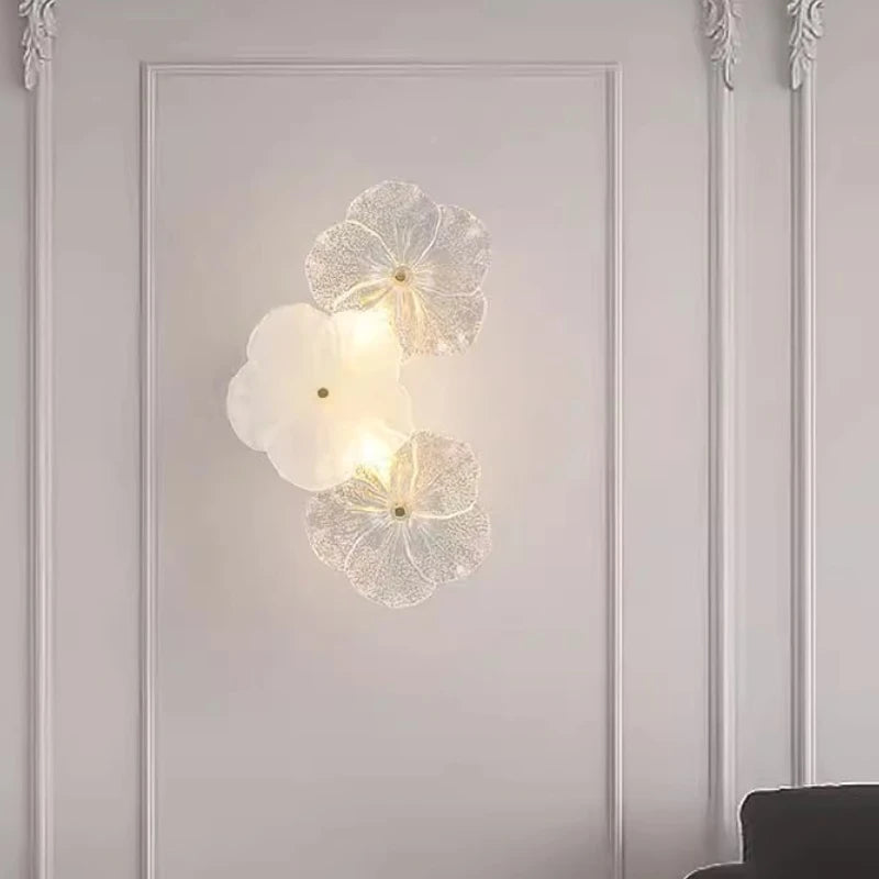 French Light Luxury Living Room Wall Light 2025 New Background Wall Decorative Light Bedroom Creative Flower Bedside Lamp