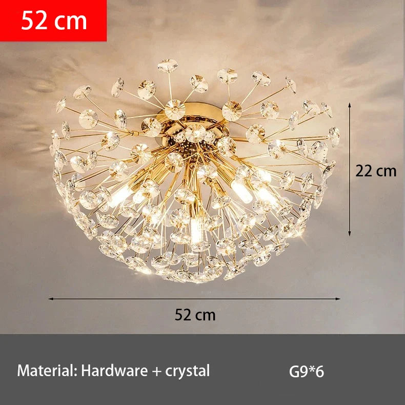 Modern French Dandelion Crystal Ceiling Light Fireball Light French Gold Restaurant Living Room Bedroom Lighting G9LED