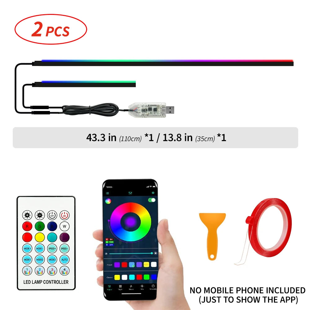 43.31" Streamer Car Ambient Light - RGB 64 Color Universal LED Interior Strip