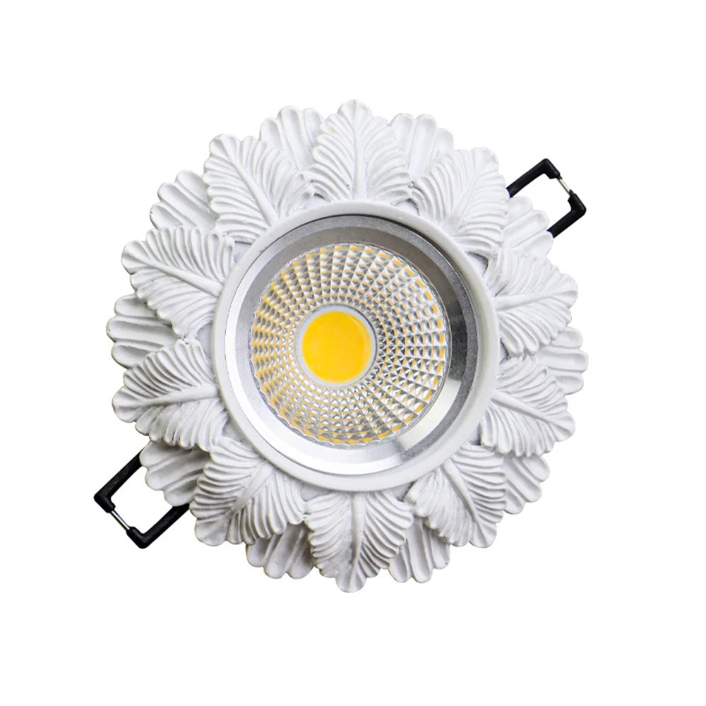 White Feather Resin LED Recessed Downlight - Adjustable Angle Art Ceiling Spotlight Fixture for Living Room, Office & Restaurant Decor