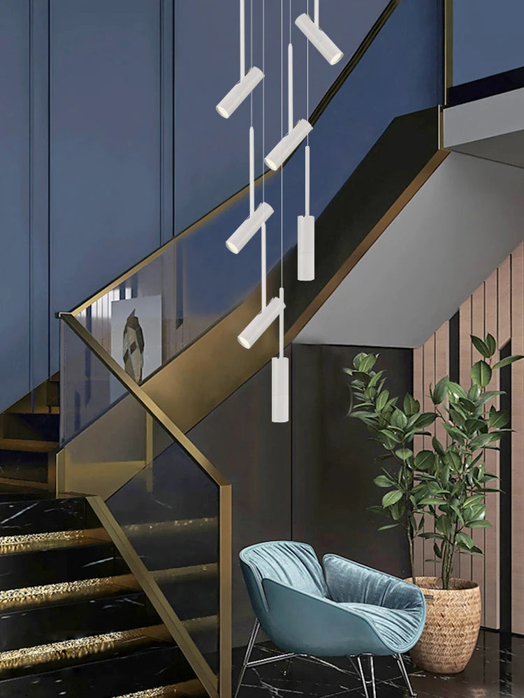 Nordic Modern LED Spotlight Staircase Chandelier Bedside Pendant Lamps Living Room Adjustable Angle Island Lights Designer Style