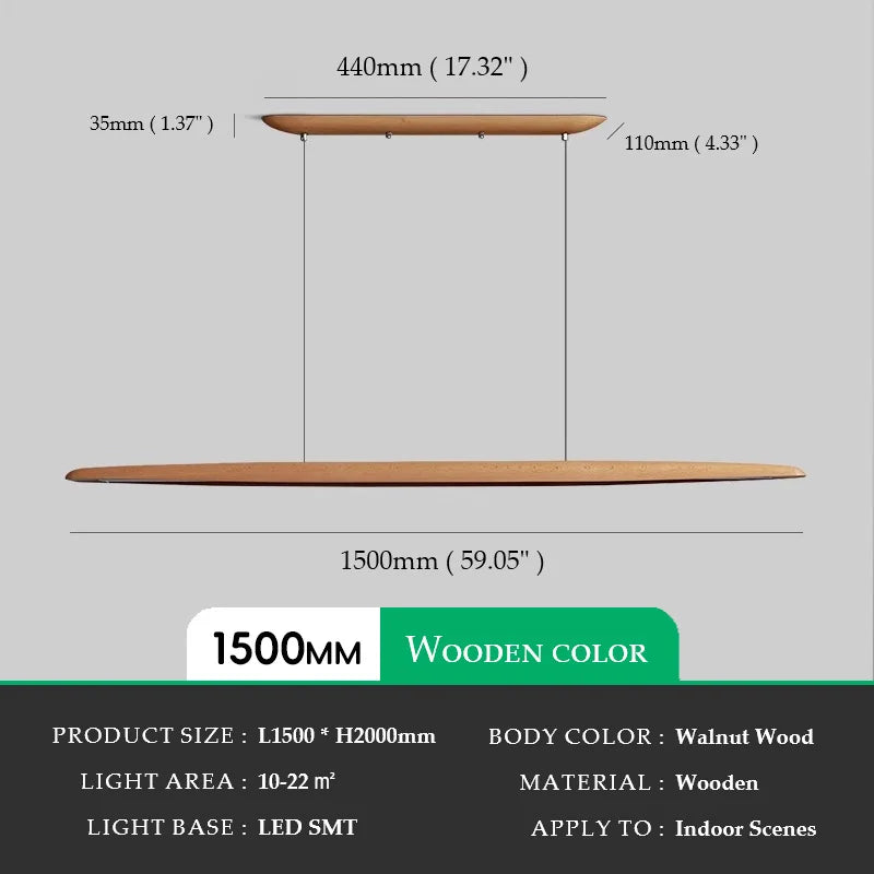 Walnut Wood Linear LED Pendant Light Fixture Dinning Room Light Island Lights for Dining Room Kitchen Island Pool Table
