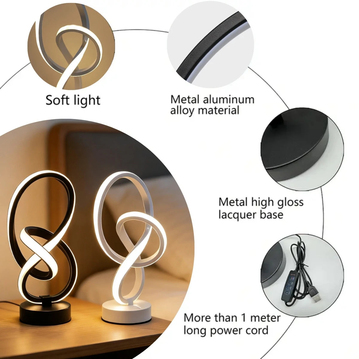 Simple & Creative LED Desk Lamp - USB Powered Three-Color Adjustable Brightness Light